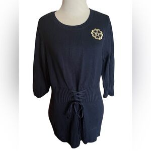 Torrid Outlander Lattice Front Quarter Sleeve Tunic Sweater